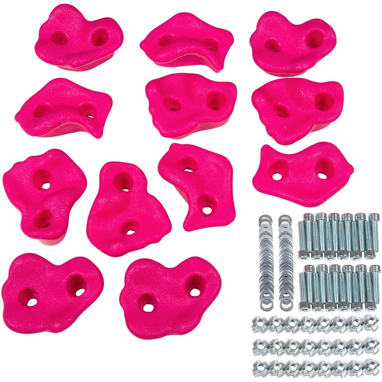 SWING SET STUFF TEXTURED ROCK HOLDS SET OF 12 MOUNTING HARDWARE PINK child 0013