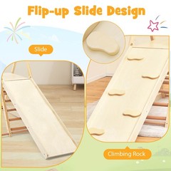 5-in-1 Kids Indoor Playground w/Slide Climbing Rock Adjustable Swing Wooden