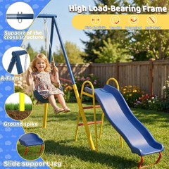 Garden Swing Set with Kids Slide Child Swing Play Toys for Backyard Playground