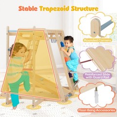 6-in-1 Jungle Gym w/Slide Rock Climbing Basketball Hoop Monkey Bar Rope Net