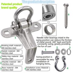 2-Pack Stainless Steel Swing Hangers, Anti-Rust Heavy Duty Hanger, Slient Bea…