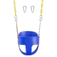 High Back Full Bucket Toddler Swing Seat with Coated Chains & Carabiners – Blue