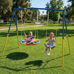 2-in-1 Swing Set for Backyard with Stand Swing Heavy Duty 440lbs Metal Outdoor