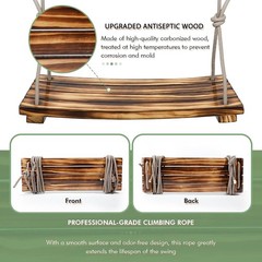 Upgraded Large Wooden Swing Seat, 24″x 8″, Hanging Tree Swing, 500lbs Load