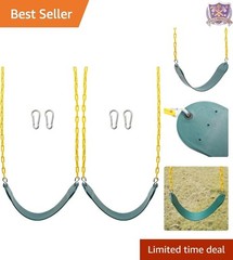 2PCS Heavy-Duty Green Swing Seats with 66″ Chains – Replacement Set for Kids