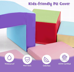Climbing Toys for Toddlers, 7 Pieces Indoor Baby Foam Blocks Soft Play Set with
