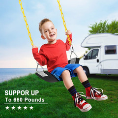 Swing Set, Seat with 66 Inch Anti-Rust Chains Thermoplastic Coated, Support 250L