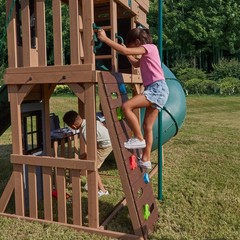 KIDKRAFT SUMMIT VISTA Wooden Swing Set Kids Outdoor Playground with 2 Slides