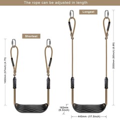 Asiento De Columpio SELEWARE Antideslizante Con Cuerda Ajustable Negro