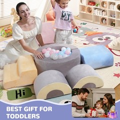 Toddler Climbing Toys Indoor, 7‑Piece Soft Foam Play Set for Toddlers 1‑3, Fo…