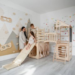 Large Playground Climber Kids Indoor Wooden Playhouse Montessori Climbing Set