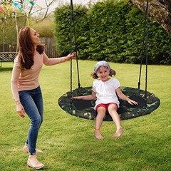 Tree Swing, 40 Inch Round Flying Saucer Swing for Kids Backyard Camo Green