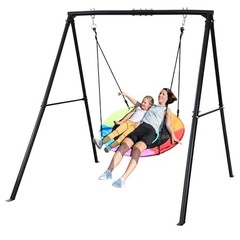 440lbs Swing Set with 40 Inch Saucer Tree Swing and Heavy Duty A-Frame Rainbow