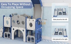 All in 1 Toddler Slide with Basketball & Telescope, Indoor Playset for Age 1-3