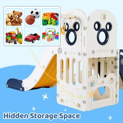 Kids Slide Toddler Climber Playset W/ Basketball Hoop Outdoor Indoor Playground