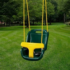 Gorilla Playsets High Back Plastic Infant Swing with Yellow T Bar & Rope, Green