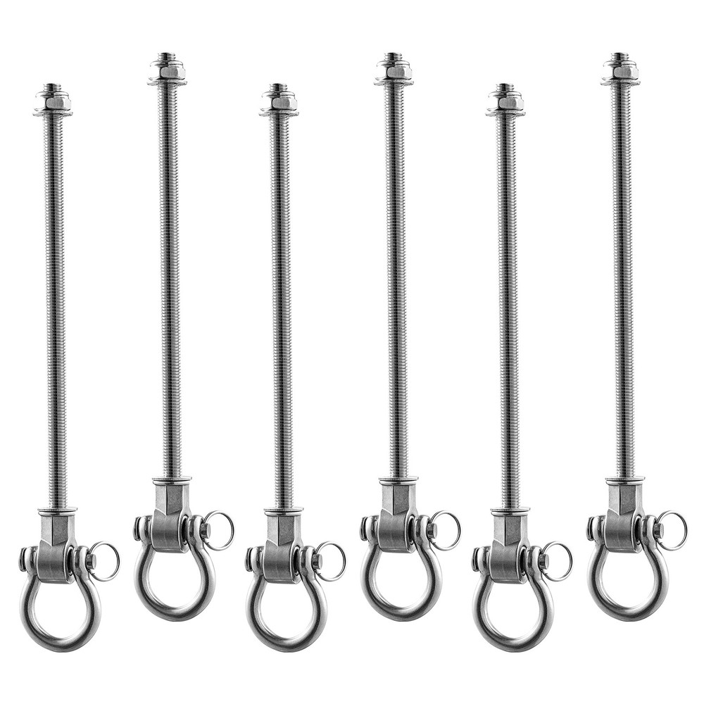 Uimoso 6 Pack Heavy Duty Swing Brackets for Hammocks and Playgrounds, Silver