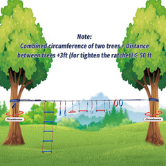 Ninja Warrior Obstacle Course for Kids Backyard-1×50Ft Slackline Kit with 10 Mos