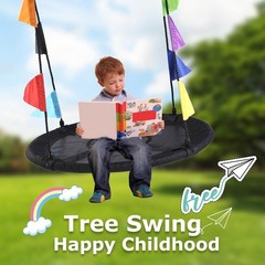 Durable 40-Inch Saucer Swing for Kids – Complete with Straps & Carabiners
