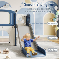 Kids Playground Backyard Set,8-In-1 Toddler Slide Playset with Climber, Basketba