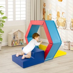 3 PCS Baby Foam Climbing Blocks w/Ball Pit Triangle Stair 100 Ocean Balls