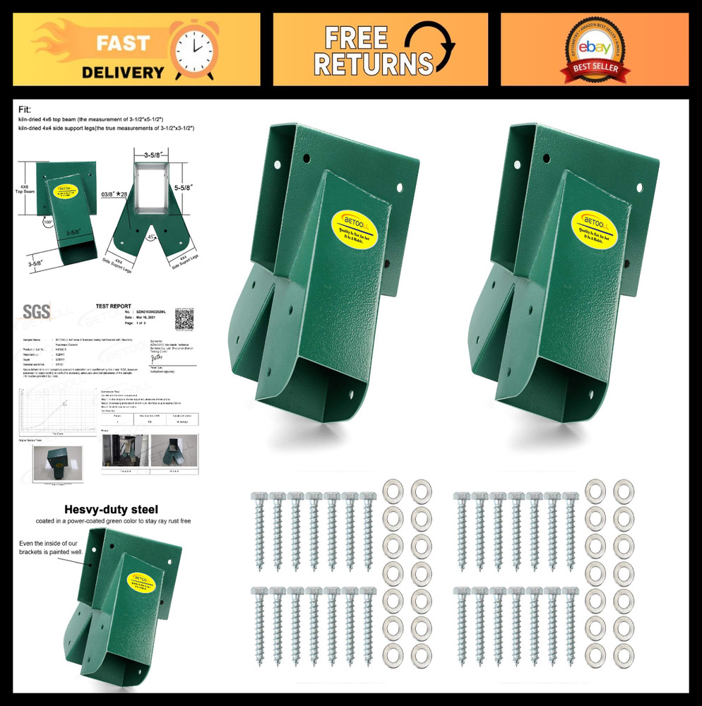 A-Frame Swing Set Brackets with Mounting Hardware – Durable Green Outdoor Kit