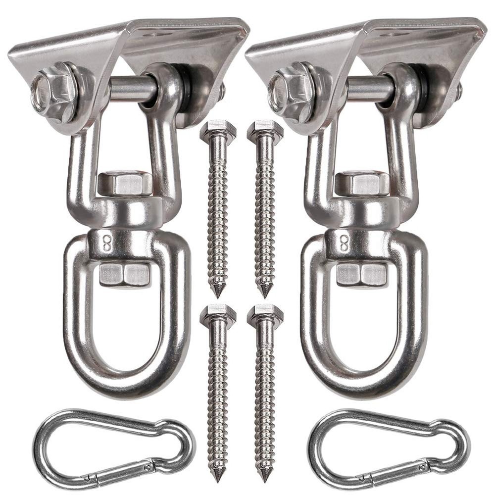 2 Pack Heavy Duty 360° Swivel Swing Hanger, Stainless Steel Hammock Hook fo