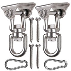 2 Pack Heavy Duty 360° Swivel Swing Hanger, Stainless Steel Hammock Hook fo
