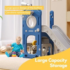 6 in 1 Toddler Playset Slide for Kids with Basketball Hoop Ball Ring Kids Slide
