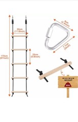 Rope Ladder – Kids Climbing Obstacle Wooden Swing Rope Ladder with 2 Hooks READ