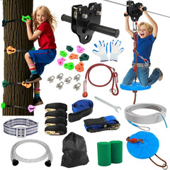 Zip Line Kit for Kids Adults: 200FT up to 400 Lbs – Updated Removable Design Tro