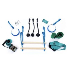 Ninja Obstacle Course 7 Obstacles Monkey bars Swing Rings 36’ Slackline Into Kit