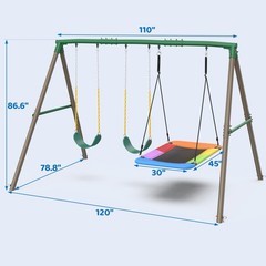 660lbs Heavy Duty Swing Set with 1 Platform Swing, 2 Belt Swings Metal Swing Set
