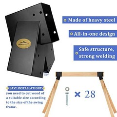 Heavy Duty Swing Set Brackets – 2 Pack A-Frame Mounting Hardware, Black