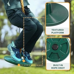Climbing Rope Tree Swing with Platforms and Swing Seat Outdoor Green-brown Rope