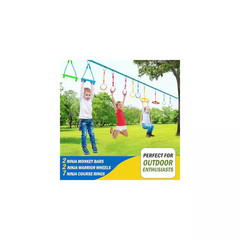 Ninja Warrior Obstacle Course Attachments 2 Monkey Bars 2 Warrior Wheels 7 Rings