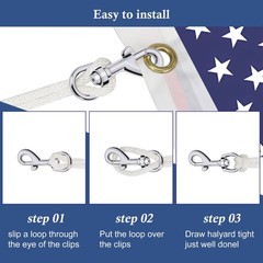 NQ Flag Pole Rope Kit-50FT x 1/4″ Diameter Nylon Flag Pole Halyard Rope with …