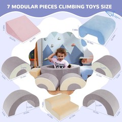 Toddler Climbing Toys Indoor, 7-Piece Soft Foam Play Set for Toddlers 1-3, Foam