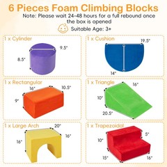 6PCS Kids Foam Climbing Blocks, Velvet Indoor Climb and Crawl Activity Playset