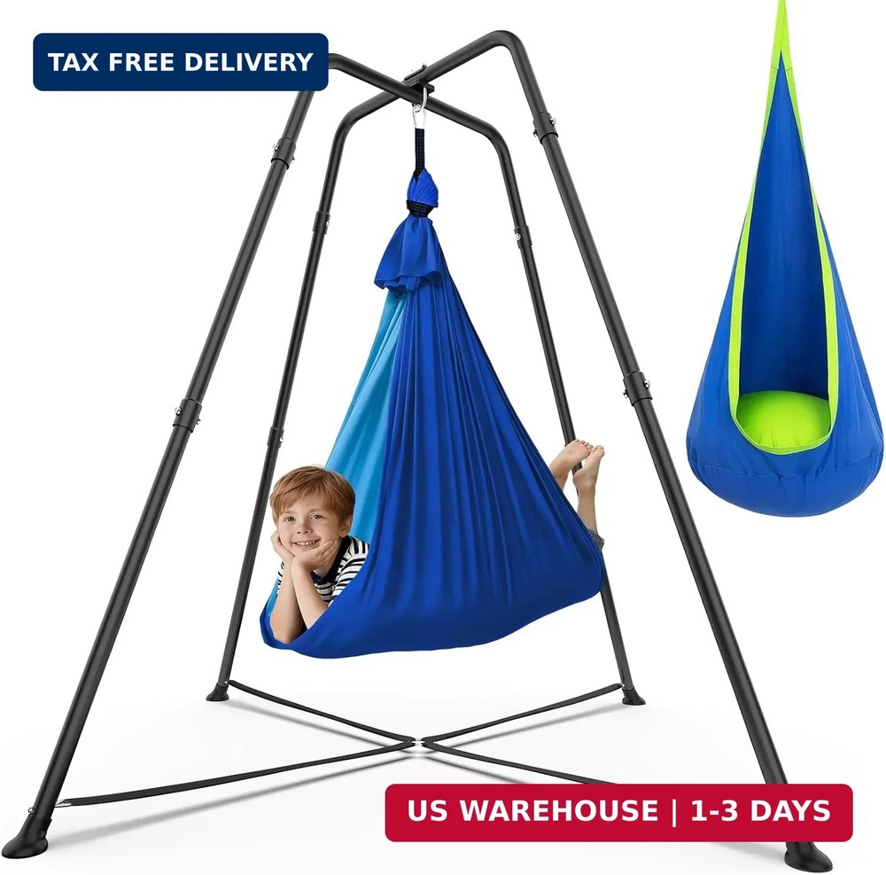 Swing Stand with Sensory Swing and Pod Swing, X-Shaped Swing Frame, Heavy-Duty M