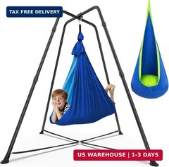 Swing Stand with Sensory Swing and Pod Swing, X-Shaped Swing Frame, Heavy-Duty M