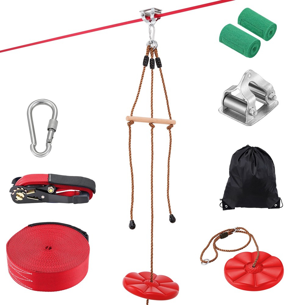 Uimoso 65 ft Zip Line Kit for Kids and Adults with Trolley Support Up to 500 lbs