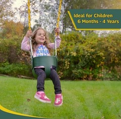 Heavy-Duty High Back Full Bucket Toddler Swing Seat | Coated Swing Green