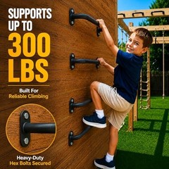 17 Inch Metal Playground Handles Set of 6, Heavy-Duty Climbing Wall Grab Black