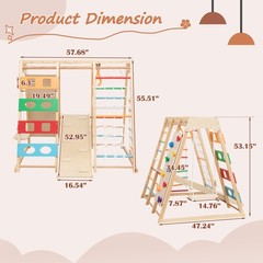 9-in-1 Wooden Outdoor Playset Swing Slide Monkey Bars Climber for Kids Backyard