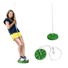 Heavy Duty Green Disc Tree Swing with Rope for Outdoor Play – Easy DIY Additi…