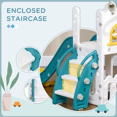 Qaba 5 in 1 Toddler Slide, Indoor Kids Slide 27.6″ x 69.7″ x 36.2″, Yellow
