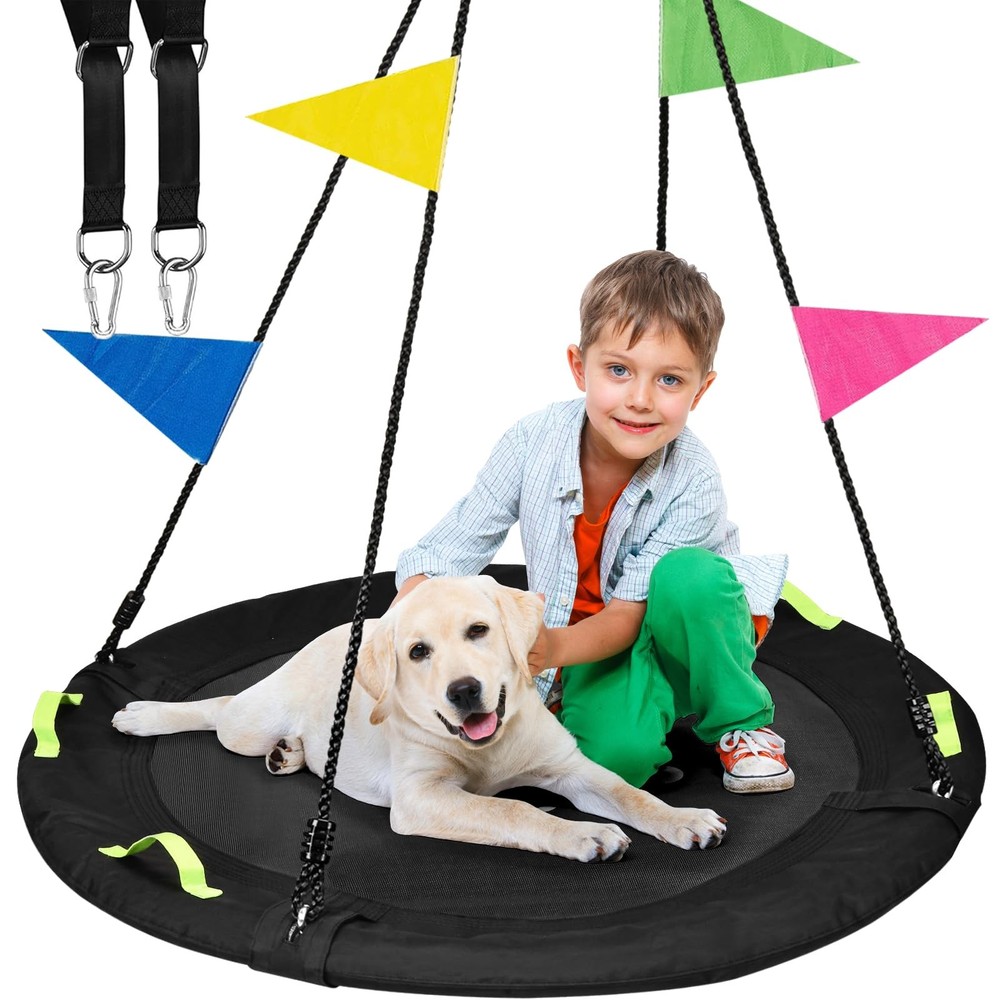 Tree Swing, Saucer Flying Swing 40 Inch for Kids, 900lbs Weight Capacity, wit…
