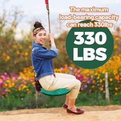Rotating Disc Swing for Kids – 360° Swivel Seat, No Assembly, Dark Green