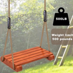 Wooden Swing Seat with Adjustable Rope | Heavy Duty Flat Tree Swing for Adult…